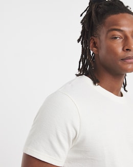 Textured Crew Neck T-Shirt-White