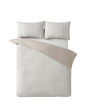 Catherine Lansfield So Soft Seersucker Stripe Duvet Cover Set