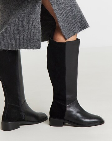 Fiona Leather Suede Mix Riding Boots - Extra Wide Fit (EEE) & Super Curvy Calf