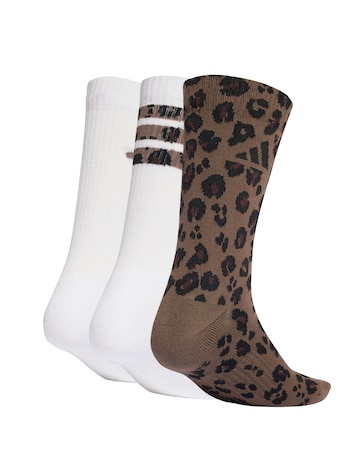 adidas 3 Pack Leopard Print Crew Socks