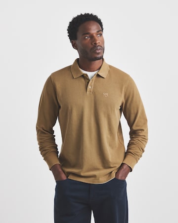 Union Garment Dyed Long Sleeve Polo-Brown