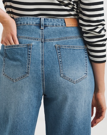 Simply Be Vintage Mid Blue Tie Front Wide Leg Jeans