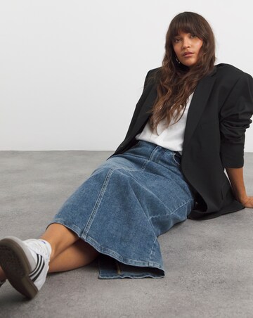 Stone Blue Column Maxi Skirt