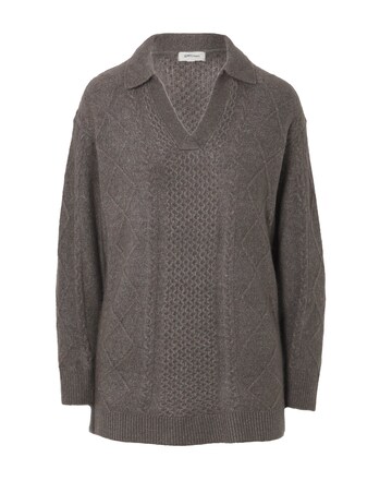 Grey Marl Longline Cable Jumper