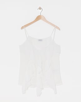 Simply Be White Ruffle Front Cami