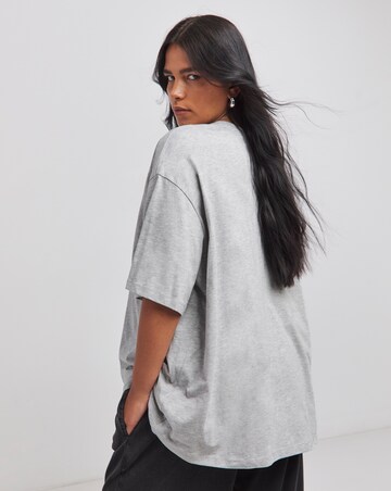 Grey Marl Oversized Slouchy Crew Neck T-Shirt
