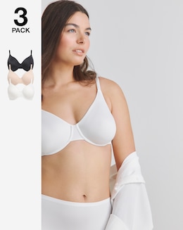 Pretty Secrets (3 Pack) New Claire Micro Moulded Full Cup Wired Bras (B-E)