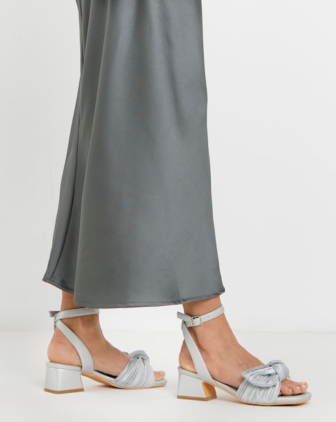 May Side Bow Low Block Heel Sandals - Wide Fit (E)