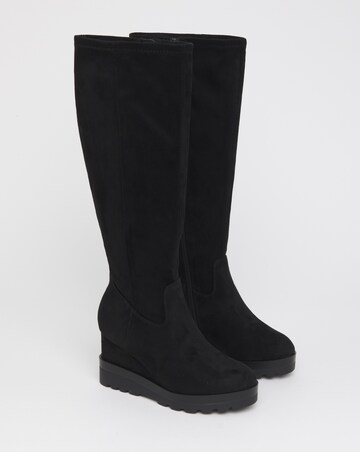 Izzy Stretch Wedge Knee High Boots - Wide Fit (E) & Standard/Curvy Calf