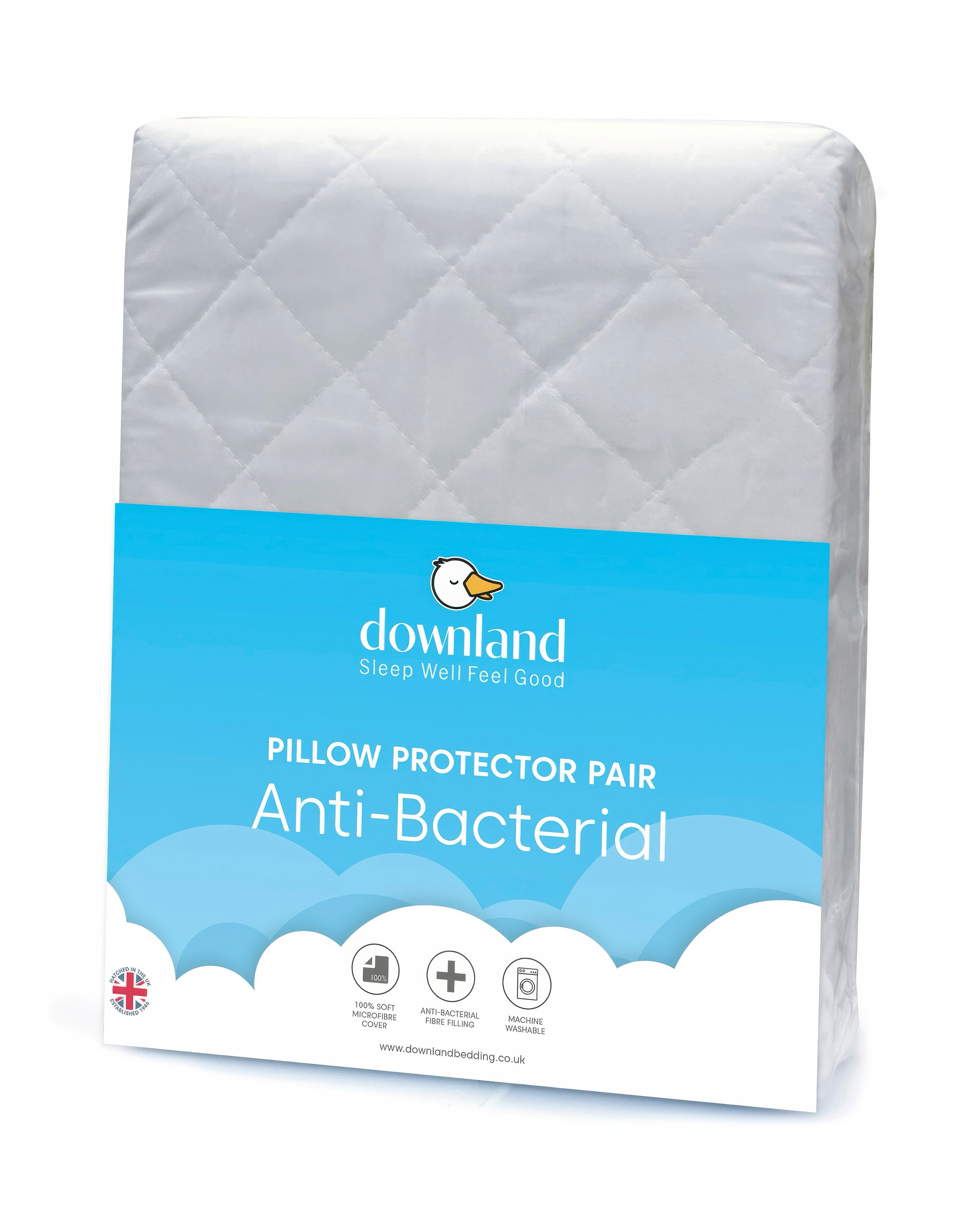 Downland Anti-Bacterial Pack of 2 Pillow Protectors