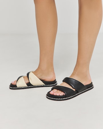 Simply Be Mica Soft Twist Leather Footbed Sandals - Wide Fit (E)