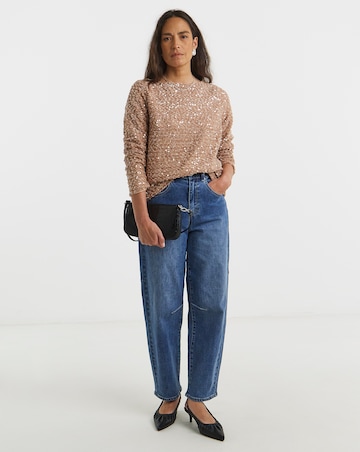 Boucle Sequin Slash Neck Top