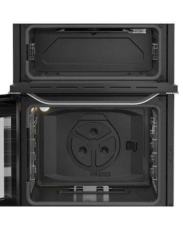 Hotpoint HDG6GDCWX 60cm Gas Double Cooker with Glass Lid - Stainless Steel