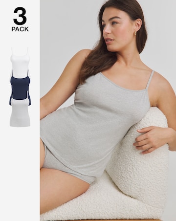 Pretty Secrets (3 Pack) Cotton Vests Grey/White/Navy