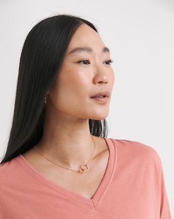 Dusty Peach V-Neck Split Hem Slouch T-Shirt