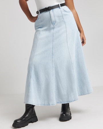 Simply Be Light Wash A Line Maxi Denim Skirt