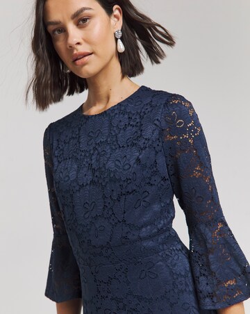 Joanna Hope Fluted Sleeve Stretch Lace Midi Dress
