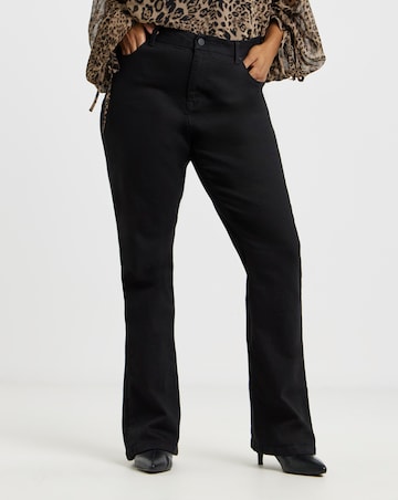 Super Stretch Premium Denim Black Flared Jeans