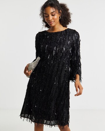 Joanna Hope Sequin Tassle Shift Dress