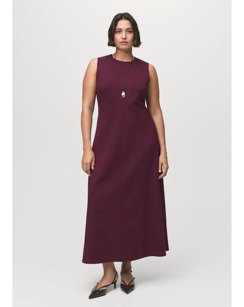Mango Burgundy A-Line Dress