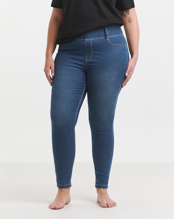 Mid Wash Stretch Skinny Pull On Jeggings