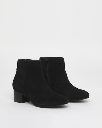 Chiba Suede Low Block Heel Ankle Boot - Wide Fit (E)