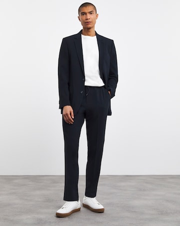 Navy Textured Smart Jogger Waistband Trouser