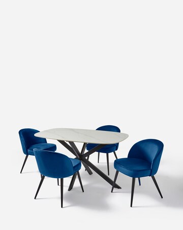 Brock Round Dining Table with 4 Emilie Velvet Chairs