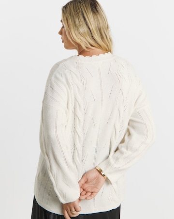 Simply Snug Ivory Scallop Edge Pointelle Jumper