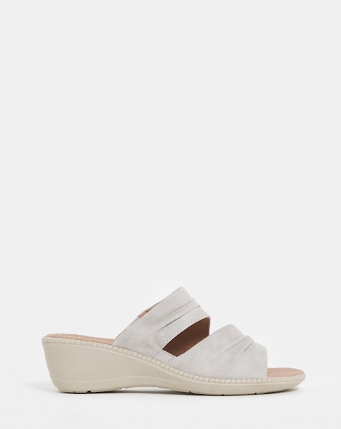 Cushion Walk Pink Ruched Wedge Mules - Extra Wide Fit (EEE)
