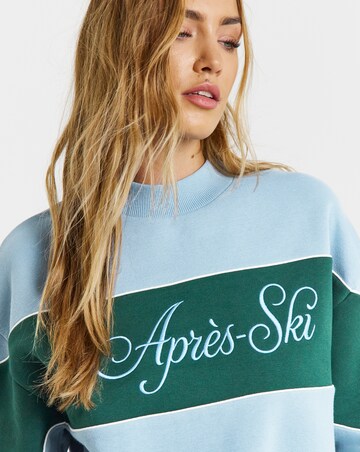 Simply Be Blue Apres Ski Graphic High Neck Sweatshirt