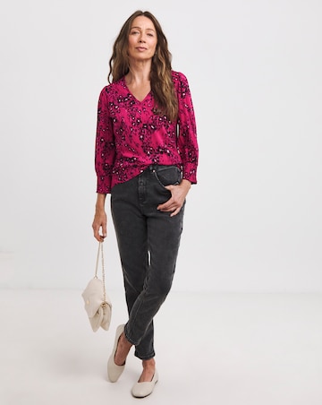 Pink Animal Shirred Back Top