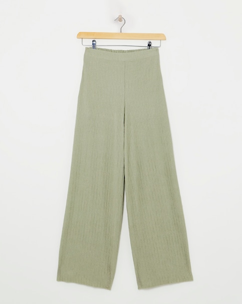 Crinkle Jersey Pull On Wide Leg Trouser