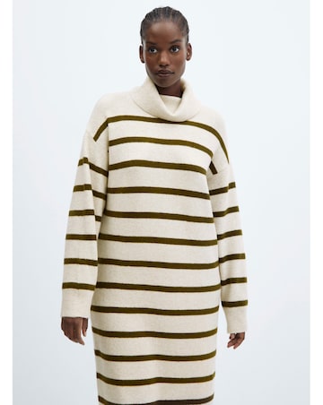 Mango Roll-Neck Slouchy Knitted Jumper Dress