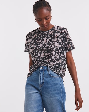 Simply Be Black Blur Print Mesh Relaxed Fit T-Shirt