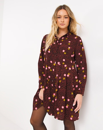 Mixed Animal Print Button Through Shirt Dress