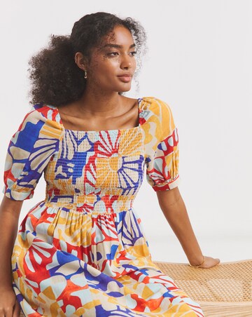 Native Youth Shirred Printed Smock