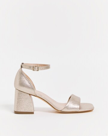 Rimona Metallic Barely There Block Heeled Sandals Wide E Fit