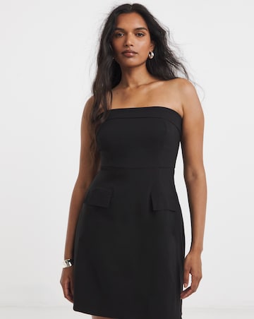 Black Utility Stretch Bandeau Mini Dress