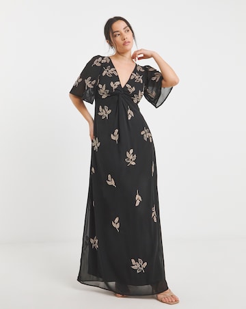 Maya Deluxe Twist Front Embellished Maxi Dress
