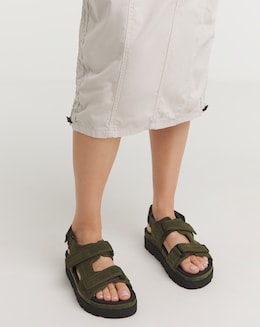 Simply Be Tyla Strappy Suede Touch and Close Sandals - Extra Wide Fit (EEE)