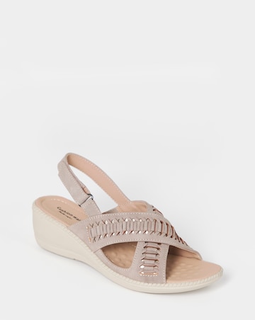 Cushion Walk Beige Woven Wedge Sandals - Wide Fit (E)