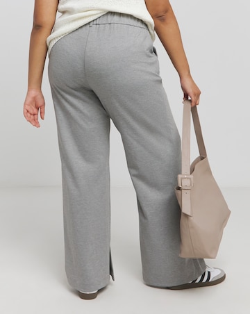 Grey Jersey Wide Leg Tailored Trouser