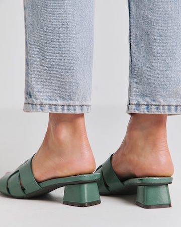 Sara Woven Mule Block Heeled Sandals - Extra Wide Fit (EEE)