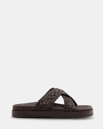 Nobodys Child Brown Weave Cross Strap Sliders - Standard Fit (D)