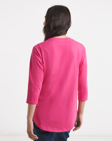 Longline Curved Hem 3/4 Sleeve Top