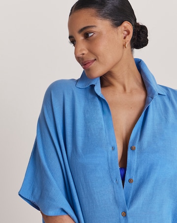 Beach To Beach Button Up Beach Shirt Blue