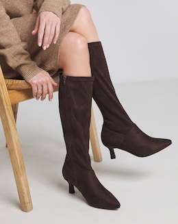Hillary Kitten Heel High Leg Boot - Extra Wide Fit (EEE) &amp; Super Curvy Calf