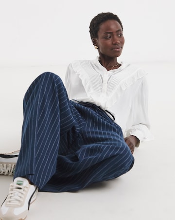 Navy Stripe Linen Mix Trouser