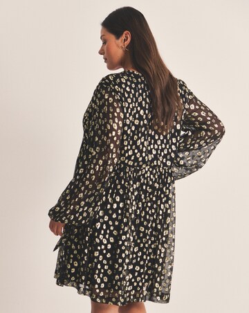 Gold Animal Jacquard Smock Dress